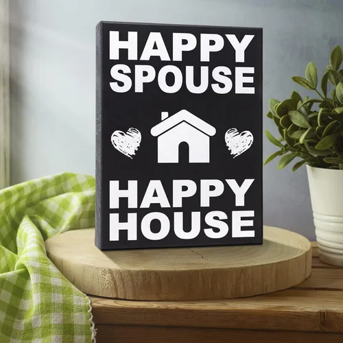 Miniatura 4 de JennyGems Cartel de Happy Spouse Happy House, regalos divertidos de boda, regalos para parejas, letreros de matrimonio, decoración para parejas