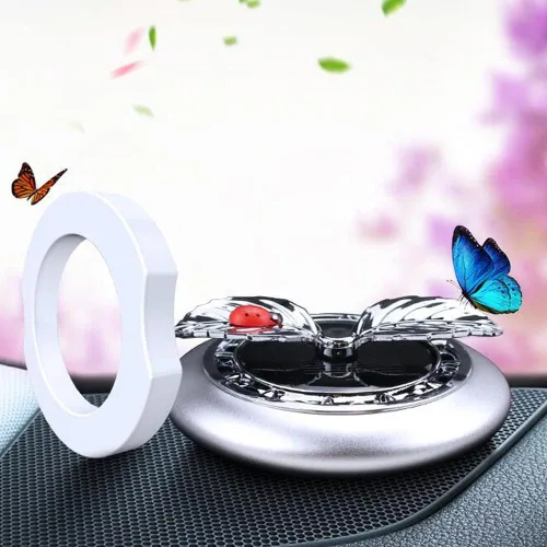 Miniatura 2 de Surakey Ambientador de aire giratorio de hojas solares para aromaterapia, decoración de aroma con aroma para tableta, adorno para aliviar la Negro
