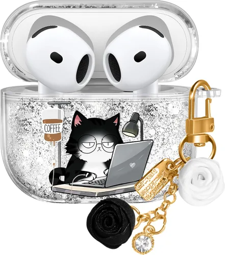 Miniatura 27 de Funda para Apple para Airpods 4 Case 2024 - Arena Movediza Líquida Arte Artístico Estético Funda Mujer Chica Mujeres Brillante Brillo Purpurina