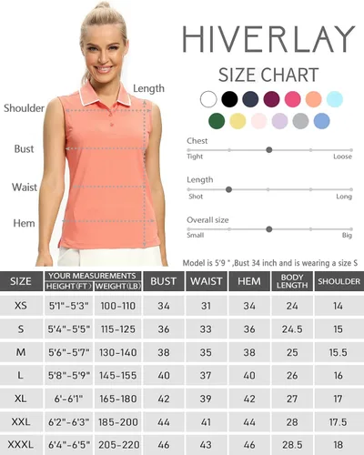 Miniatura 7 de Camisetas tipo polo para mujer, sin mangas, para golf, tenis, UPF 50+, ligeras