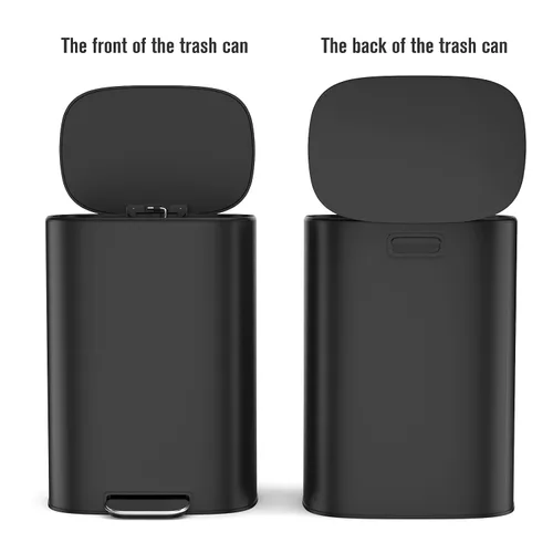 Miniatura 7 de Bote de basura negro de 13 galones con pedal de metal de acero inoxidable para cocina con tapa, cierre suave y silencioso, bote de basura grande