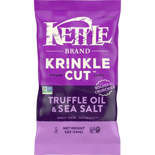 Kettle Brand Papas fritas, corte Krinkle, aceite de trufa y sal marina, 5 onzas