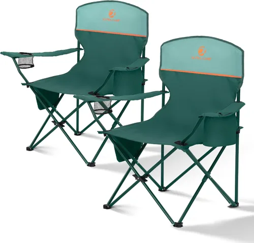 Miniatura 11 de ALPHA CAMP Sillas de camping plegables para adultos, sillas de césped para exteriores, sillas de campamento portátiles de 225 libras, con portavasos