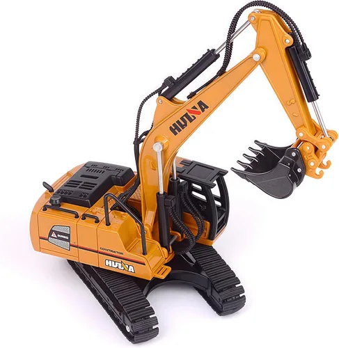 Miniatura 4 de Gemini&Genius Juguete de excavadora de orugas para niños, juguete de vehículo de construcción de excavadora de alta resistencia con rotación de 360