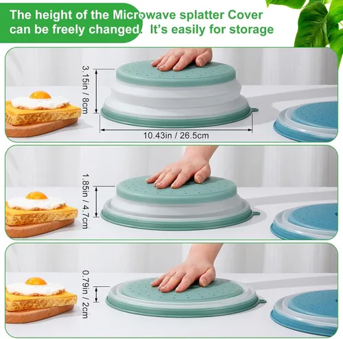 Miniatura 2 de Hoolerry Paquete de 4 cubiertas de silicona para salpicaduras de microondas para alimentos, juego de utensilios de cocina, cubierta para microondas