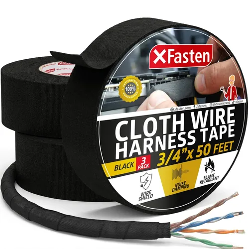 Miniatura 9 de XFasten Cinta de arnés de cables, 3/4 pulgadas x 90 pies, arnés de cableado de alta temperatura, cinta eléctrica de tela de fieltro autoadhesiva
