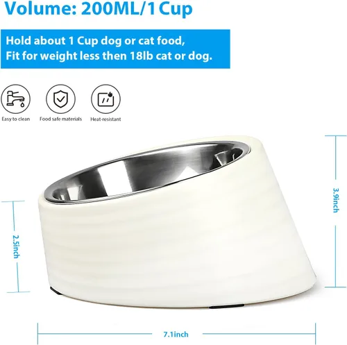 Miniatura 2 de Uppetly Tazón Inclinado para Perros 1 Taza, Cuenco de Comida para Perros y Gatos de Acero Inoxidable Inclinado 15°, Comedero Antideslizante