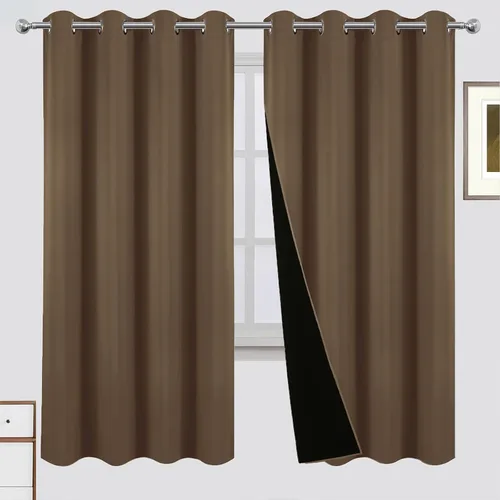Miniatura 16 de LEMOMO Cortinas 100% opacas de 52 x 95 pulgadas, 2 paneles de oscurecimiento con aislamiento térmico para dormitorio Negro