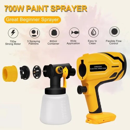 Miniatura 2 de Pulverizador de pintura inalámbrico para batería DEWALT de 20 V máximo, pulverizadores de pintura para interior del hogar, HVLP, eléctrico, sin