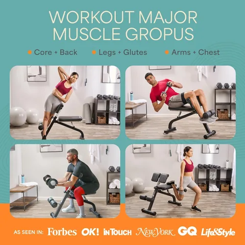 Miniatura 4 de LifePro SculptTrainer Roman Chair with 330 lb Capacity — Incline Adjustable Hyperextension Bench for All-in-One Body Workout — Foldable Home Gym