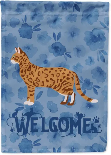 Miniatura 356 de Caroline's Treasures CK4813CHF - Bandera de bienvenida con gato abisinio azul, manga grande, para porche, para colgar en la pared, poliéster