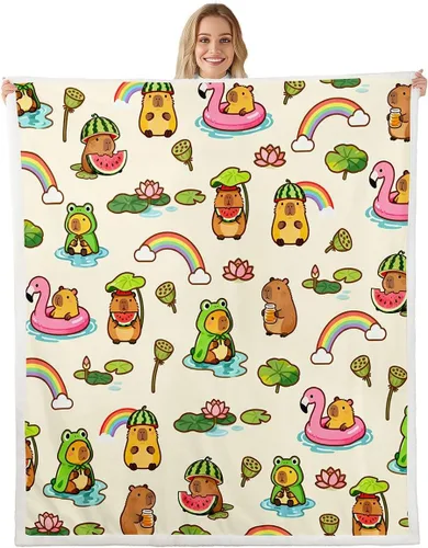 Miniatura 15 de Erosebridal Funny Capybaras Blanket Capybara Lover Gifts Cute Fleece Blanket for Kids Girls Boys, Capybara Decorations Blankets 40"x50", Kawaii