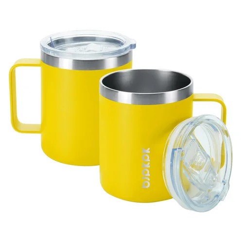 Miniatura 10 de BJPKPK 2 tazas de café aisladas, vaso aislado de 14 onzas con tapa, tazas de café de acero inoxidable con tapa a prueba de salpicaduras, color negro