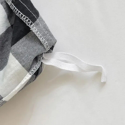 Miniatura 8 de DONEUS Juego de funda de edredón a cuadros 100% algodón lavado como lino súper suave y cómodo, juego de ropa de cama de 3 piezas a cuadros negros