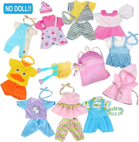Miniatura 2 de 10 juegos para muñeca de bebé de 10-11-12 pulgadas, accesorios de muñeca recién nacida, trajes de disfraces con mochila escolar, juguete de cocina