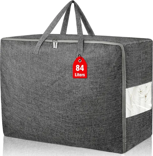 Miniatura 7 de Bolsas de almacenamiento extra grandes de 105 litros, plegables para manta de edredón, organizadores de armario y contenedores de almacenamiento
