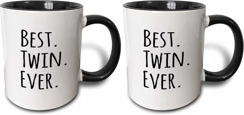 Miniatura 11 de 3dRose Best Twin Ever - Taza de 11 onzas, color negro