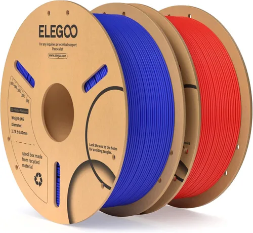 ELEGOO Filamento PLA 1.75mm Azul Oscuro & Rojo 2KG, Filamento para Impresora 3D con Precisión Dimensional +/- 0.02mm, Paquete de 2 Carretes de 1kg