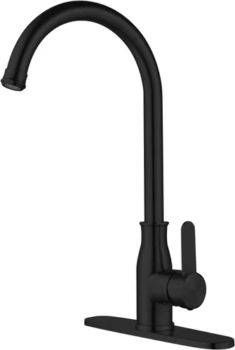 Miniatura 10 de Grifo de cocina de una sola manija de acero inoxidable de níquel cepillado, moderno grifo de fregadero de cocina de arco alto, grifo de fregadero