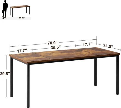 Miniatura 3 de sogesfurniture Escritorio de oficina de 71 pulgadas, escritorio para videojuegos, mesa de computadora, estación de trabajo de escritura resistente