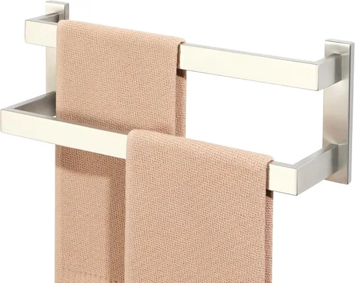 Alise Barras de Toallas Dobles de 16 Pulgadas para Montar en Pared de Baño, Toallero de Doble Barra para Lavabo de Baño, Barra de Toallas de Acero