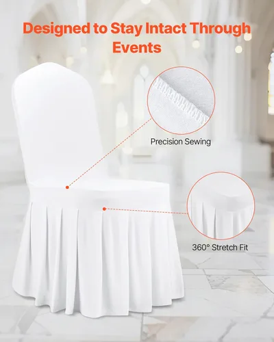 Miniatura 18 de VEVOR 150 fundas blancas para sillas de poliéster y elastano, fundas elásticas para bodas, fiestas, comedor, banquetes, sin pinzas, 150