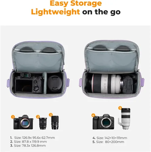 Miniatura 3 de K&F CONCEPT Bolso de bandolera para cámara pequeño estuche cruzado para cámara DSLR/SLR/Cute compacto Bolsos de hombro para fotografía