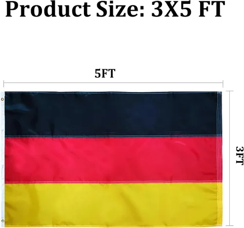 Miniatura 6 de Bandera de Alemania 3 x 5 para exteriores con rayas cosidas, banderas nacionales alemanas resistentes, 3 x 5 pies, material de poliéster con 2