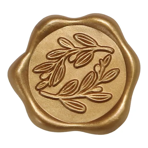 Miniatura 8 de UNIQOOO Pegatinas de sello de cera - Sellos de sobre para invitación de boda de rama de olivo, 100 piezas de pegatinas autoadhesivas de oro antiguo