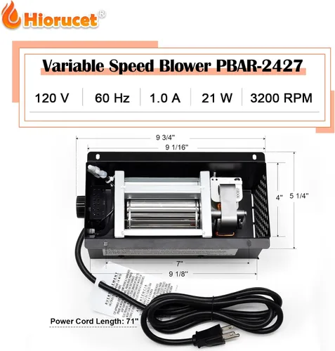 Miniatura 3 de Hiorucet Kit de ventilador de chimenea PBAR-2427 variable de velocidad para estufa sin ventilación de hogar agradable o estufas de leña, GHP Group