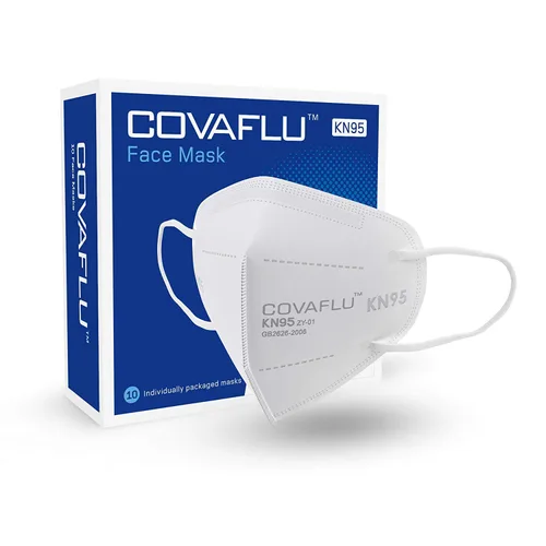 Covaflu Mascarillas KN95, color blanco, paquete de 10 unidades, mascarillas KN95 para adultos, mascarillas desechables para uso diario y viajes,