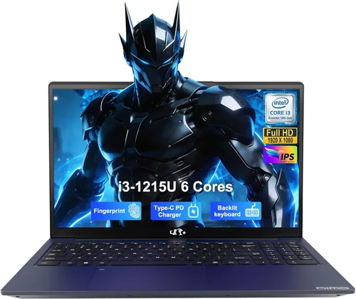 NIMO Laptop portátil FHD IPS de 15.6", Intel Core i3-1215U (hasta 4.4 GHz, Beat R5 7520U), 8 GB de RAM 128 GB SSD Computadora de trabajo, KB
