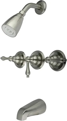 Miniatura 7 de Kingston Brass KB237AL Grifo victoriano de triple mango para bañera y ducha en latón cepillado Cobrizo cepillado