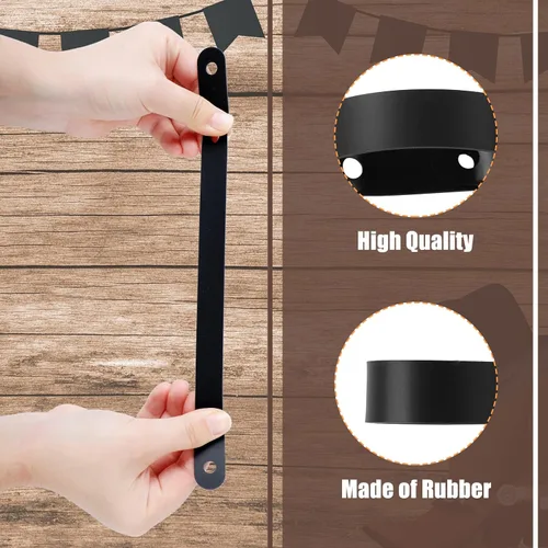 Miniatura 4 de Sadnyy 16 correas de talón de goma negra ajustables de una sola capa para hombres y mujeres, vaquera, equitación, 9.84 pulgadas
