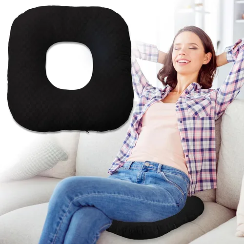 Miniatura 19 de Cojín de asiento con forma de dona rellena para dolor de coxis y coccix, hemorroides, úlceras de cama, embarazo, próstata, recuperación