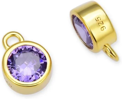 Miniatura 17 de Adabele Auténtico colgante de plata de ley chapada en oro amarillo de 18 quilates con circonia cúbica redonda pequeña de 4 mm y 6 mm, engastada