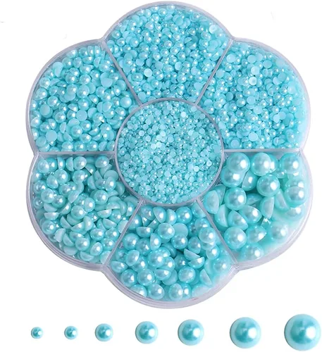 Miniatura 7 de 5700 piezas de medias perlas coloridas para manualidades, perlas de uñas para manualidades, accesorios de bricolaje, perlas de espalda plana