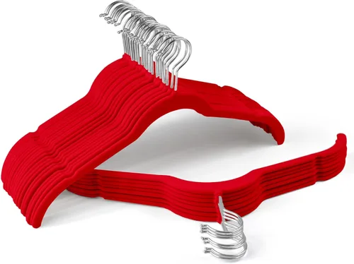 Miniatura 14 de Sishynio Perchas de terciopelo prémium para camisas, paquete de 30 unidades, antideslizante con gancho giratorio de 360°, colgador delgado flocado