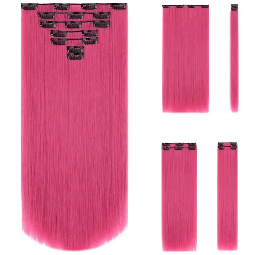 Miniatura 53 de SYXLCYGG Extensiones de cabello rubio, 2 unidades, extensiones de cabello con clip de 22 pulgadas, 5 onzas, lacio, sintético, esponjoso, rubio