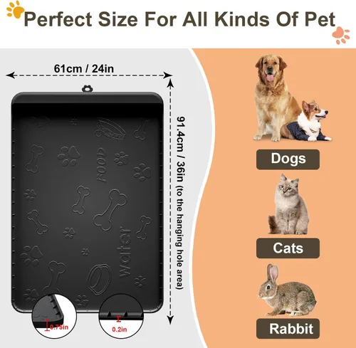Miniatura 6 de Tapete para Comida de Perro - Tapete de Silicona para Perros para Comida y Agua - 36" x 24" Tapetes Grandes de Alimentación para Mascotas con Negro