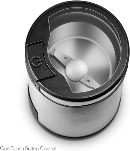 Miniatura 3 de FSM Molinillo de café eléctrico y molinillo de especias con sistema de bloqueo de seguridad, acero inoxidable con tapa transparente y base