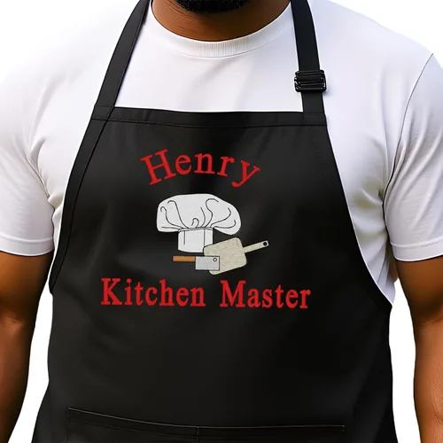 Miniatura 10 de Delantal de chef personalizado para hombres, diseño bordado personalizado, cocina profesional, barbacoa, parrilla, para papá, decorado en Estados