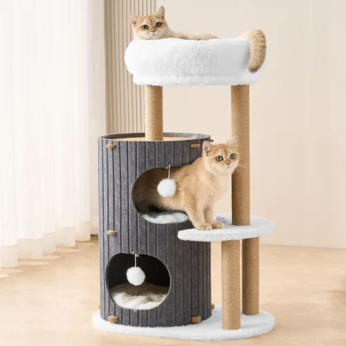 Miniatura 11 de Árbol moderno para gatos de interior para adultos, torre grande de árbol para gatos de 36 pulgadas de alto con postes rascadores, acogedora cueva