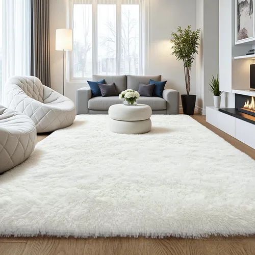 Miniatura 31 de KCHOWUA Alfombras Esponjosas y Peludas de Unicornio para Dormitorio de Niñas, 3x5 pies Lavable Antideslizante Alfombra de Área Shag Peluda para Sala