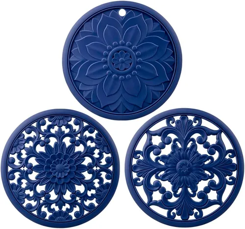Miniatura 10 de Salvamanteles de silicona gris para platos calientes, ollas y sartenes, almohadillas calientes redondas para cocina, alfombrilla de silicona