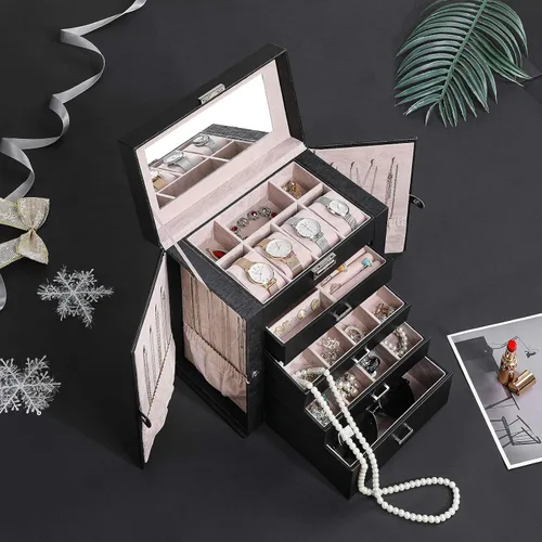 Miniatura 8 de ANWBROAD Joyero con cajones extraíbles para mujer organizador de joyas grande de diferentes maneras para todas tus joyas estuche de joyería