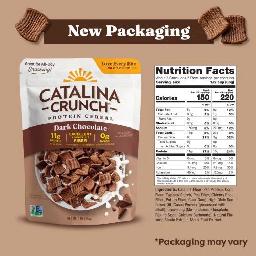 Miniatura 2 de Catalina Crunch Dark Chocolate - Cereal apto para dietas cetogénicas, bajo en carbohidratos, sin azúcar, gluten ni granos, snacks veganos