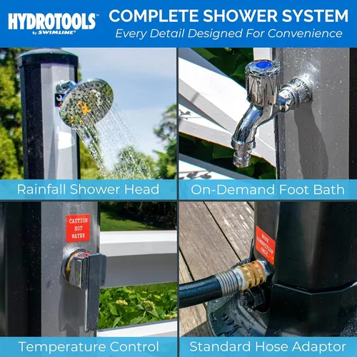 Miniatura 3 de SWIMLINE HYDROTOOLS - Ducha solar de lluvia Niagara de 7 pies para exteriores con tanque de 10 galones y lavado de pies