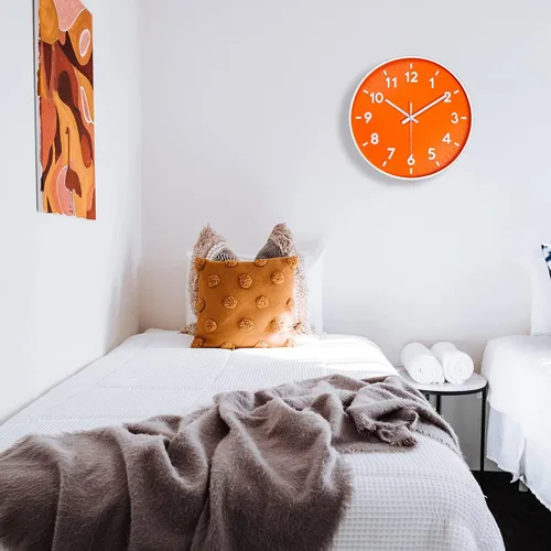 Miniatura 7 de JENLYSTIME Reloj de pared moderno con número 3D de 12 pulgadas para interiores y exteriores, esfera redonda brillante y colorida, cuarzo silencioso
