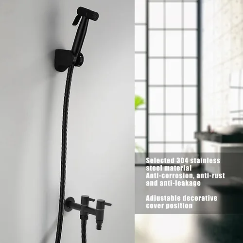 Miniatura 3 de G1/2 - Grifo de baño alargado de acero inoxidable para lavadora, entrada de agua individual, doble salida, para baño, manguera de jardín, lavadora